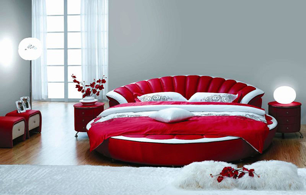 Popular Modern Leather King Size Round Bed