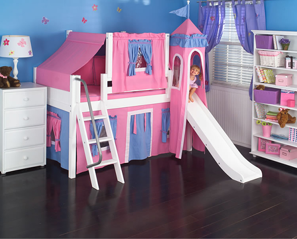 Hot Pink Princess Castle Bed with Slide