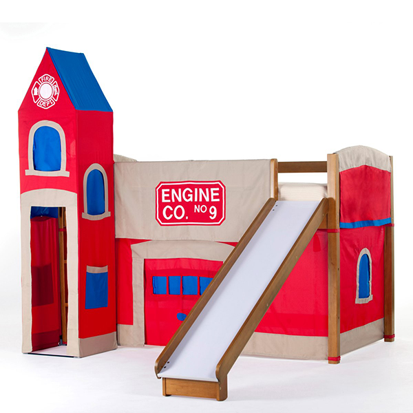 Firehouse Junior Loft with Slide - Pecan