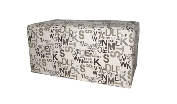 Fabric Ottoman Bench in Modern Alpha Letters