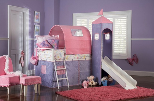 Powell Princess Castle Twin Tent Bunk Bed with Slide