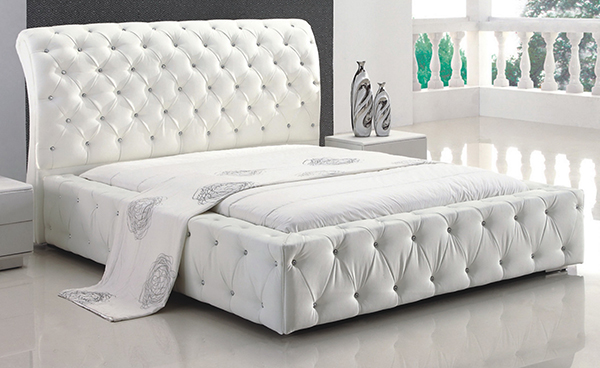 Diva White Upholstered Bed
