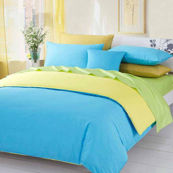 3Pieces Color Green-Yellow-Blue Solid Duvet Covers