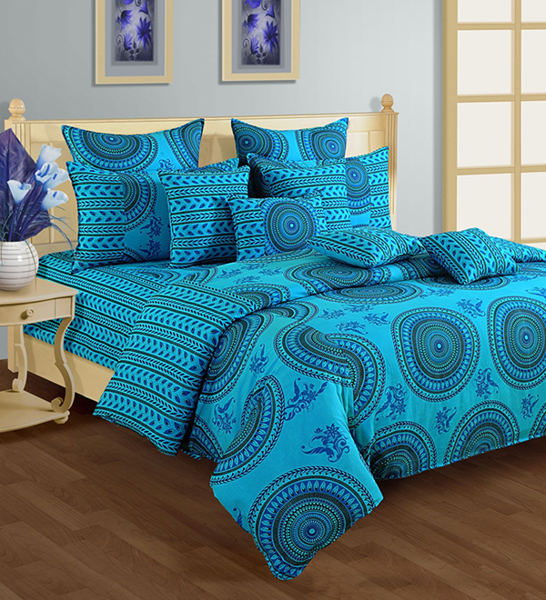 Blue Round Motif Duvet Cover