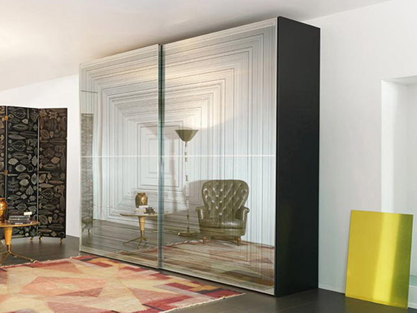 Screen Printed Glass Wardrobe with Sliding Doors