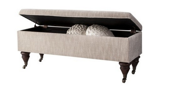 Threshold End of Bed Bench with Casters, Pewter