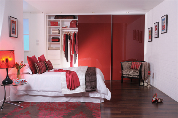 Red Glass Sliding Wardrobe