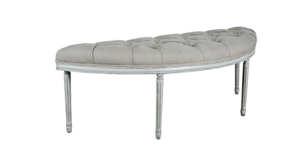 Tufted Linen French Bench