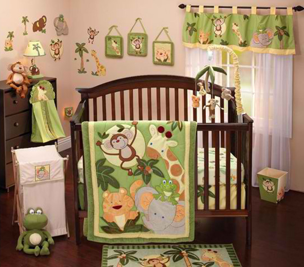 NoJo Jungle Babies 9-Piece Crib Bedding Set