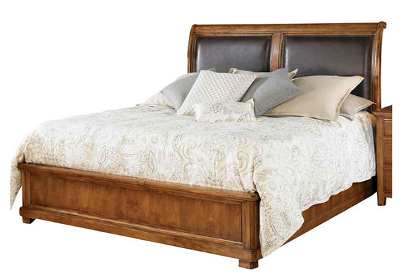 American Drew New River Estuary Sleigh Bed in Rustic Alder