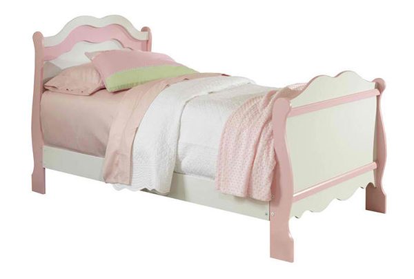 Standard Furniture Bubblegum Sleigh Bed in White & Pink - Twin